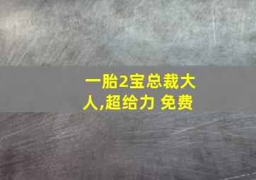 一胎2宝总裁大人,超给力 免费